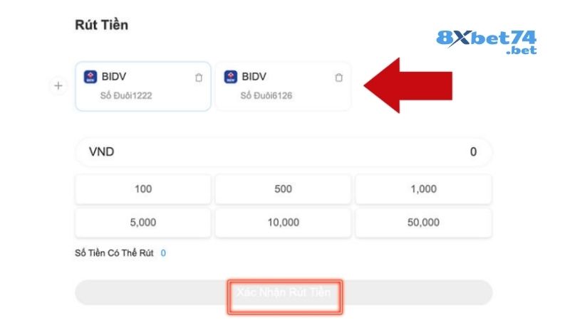 Nhập số tiền bạn cần rút và ấn xác nhận