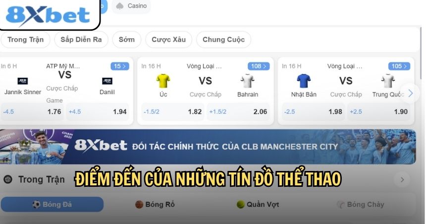 Cá cược thể thao là thế mạnh của 8Xbet